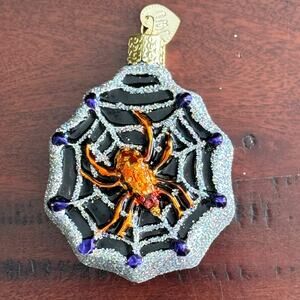 Old World Christmas Spider In Web Halloween Glass Ornament 2002
